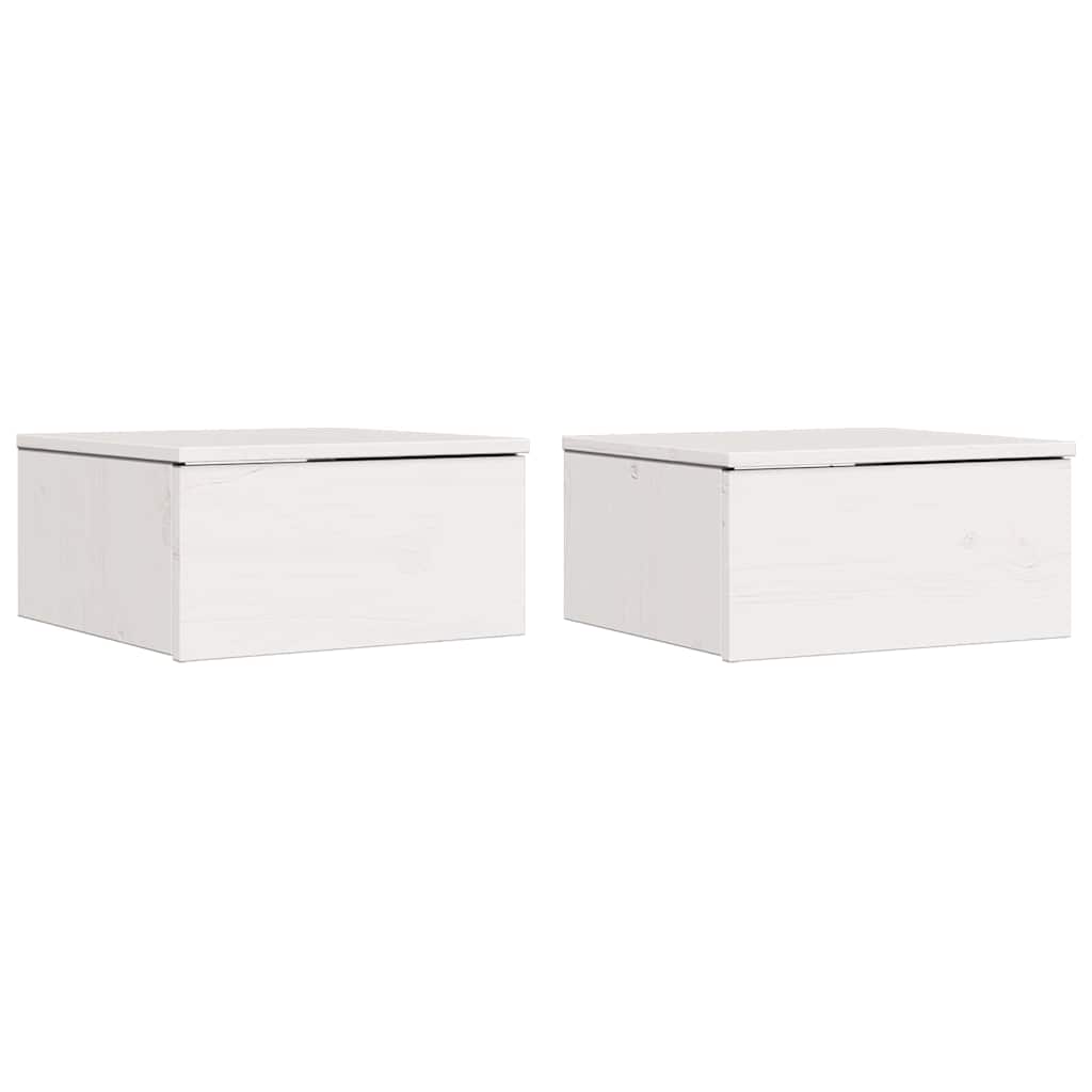 Nattbord med skuff 2 pcs Hvit 37 x 35 x 18,5 cm Heltre furu