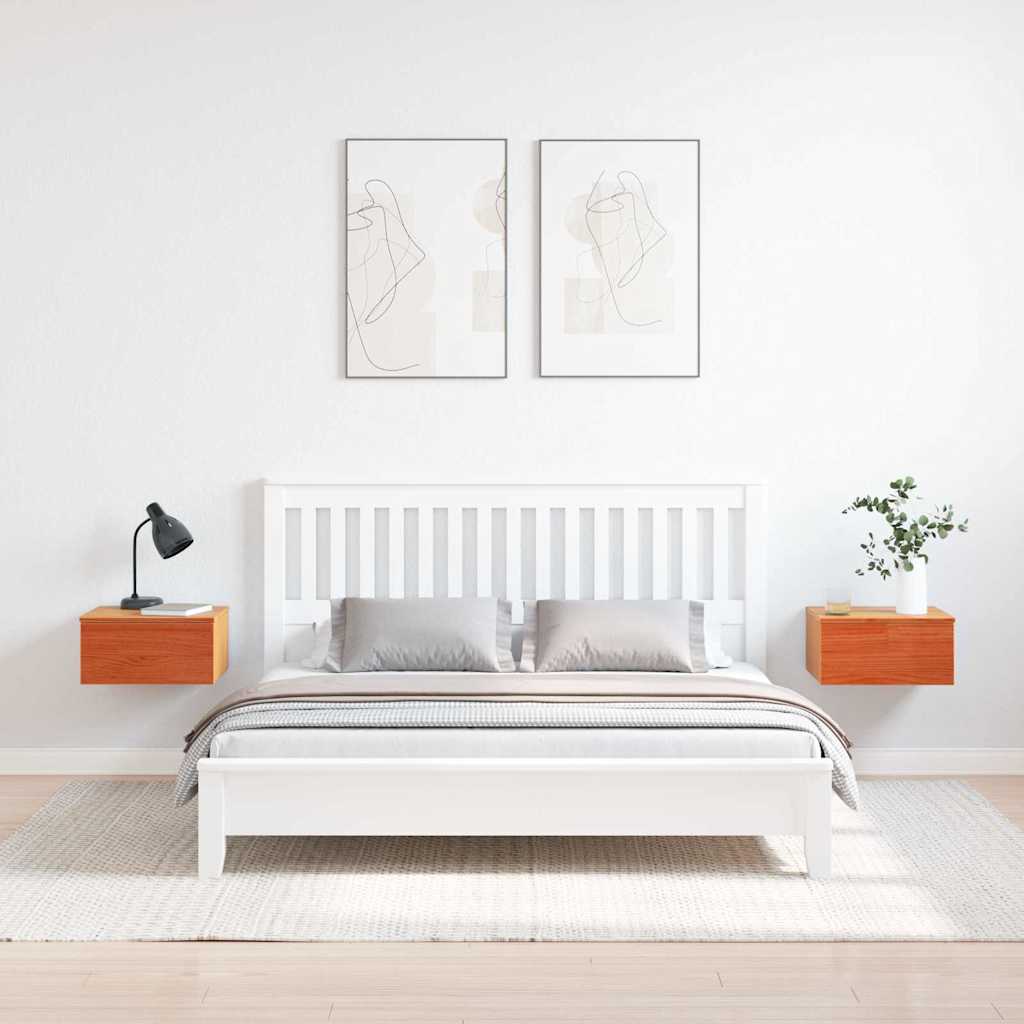 Nattbord 2 pcs Vokset Brun 37 x 35 x 18,5 cm Heltre furu