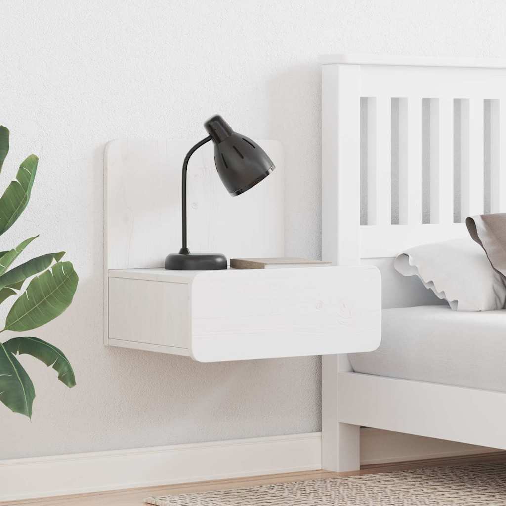 Nattbord med skuff 2 pcs Hvit 44 x 32,5 x 40 cm Heltre furu