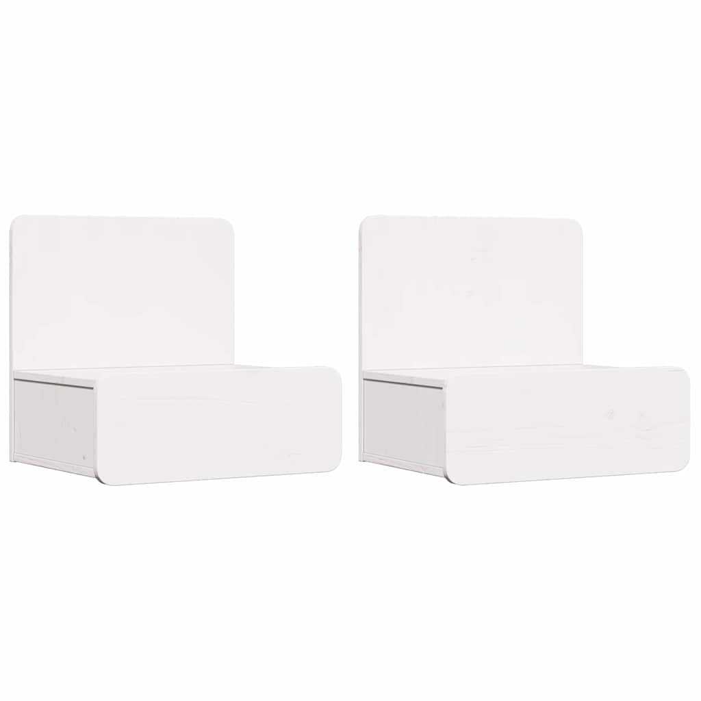 Nattbord med skuff 2 pcs Hvit 44 x 32,5 x 40 cm Heltre furu