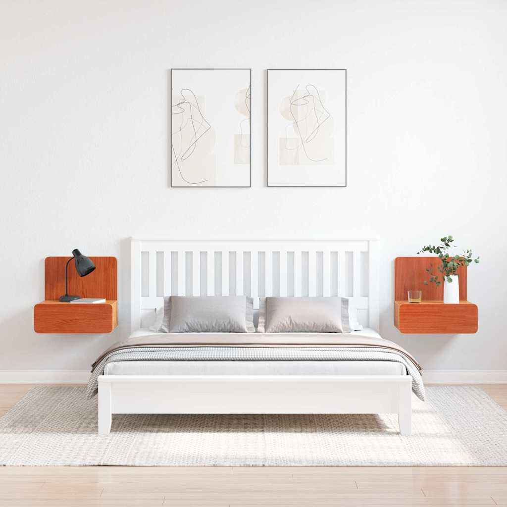 Nattbord 2 pcs Vokset Brun 44 x 32,5 x 40 cm Heltre furu
