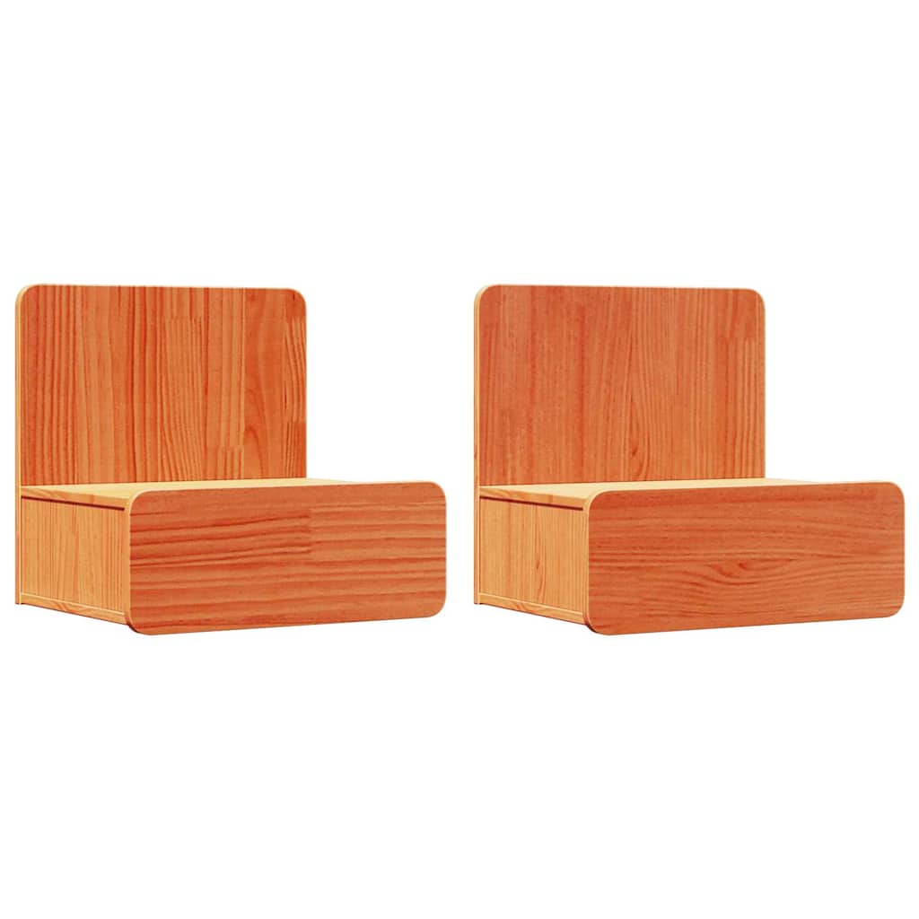 Nattbord 2 pcs Vokset Brun 44 x 32,5 x 40 cm Heltre furu