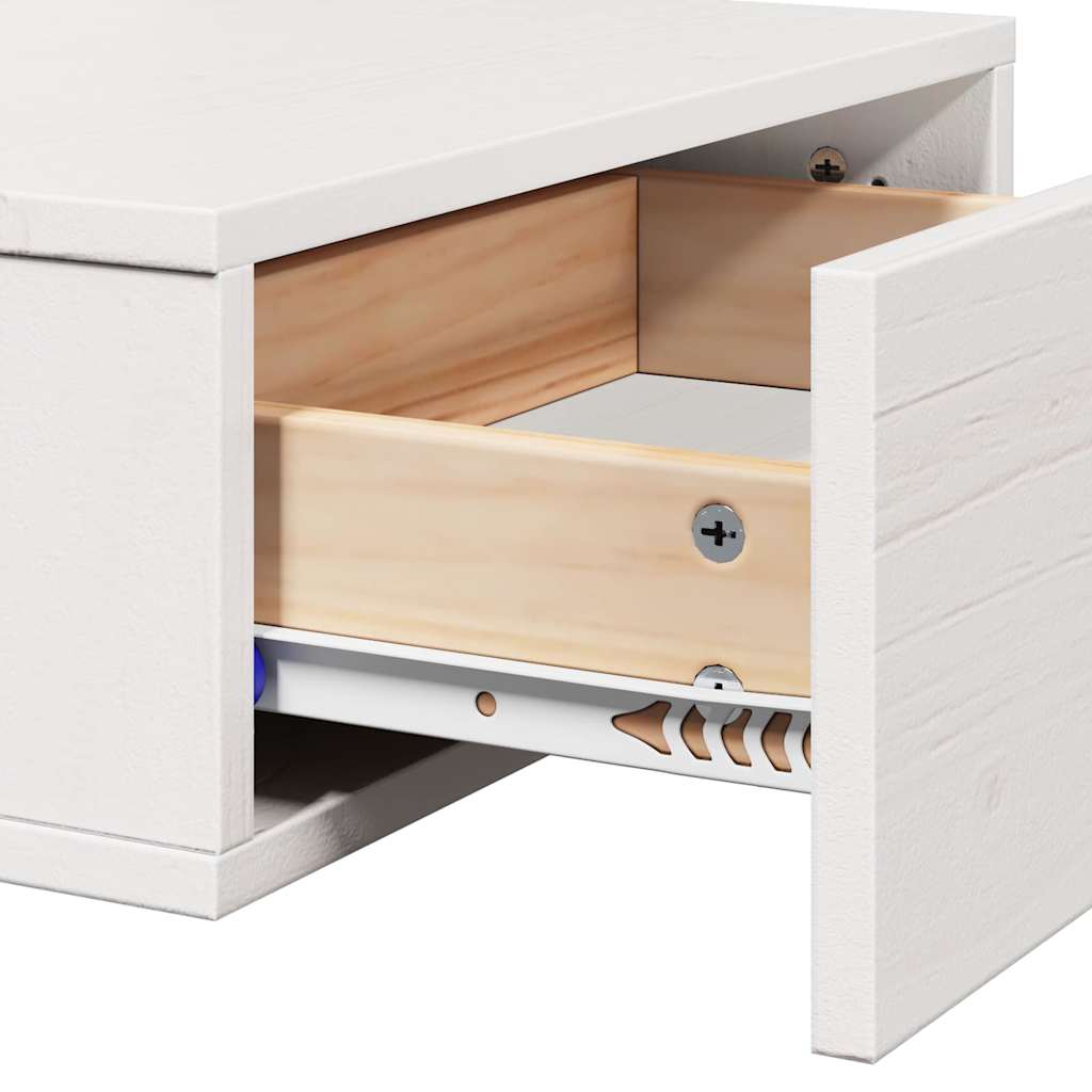 Nattbord med skuff 2 pcs Hvit 42 x 32,5 x 40 cm Heltre furu