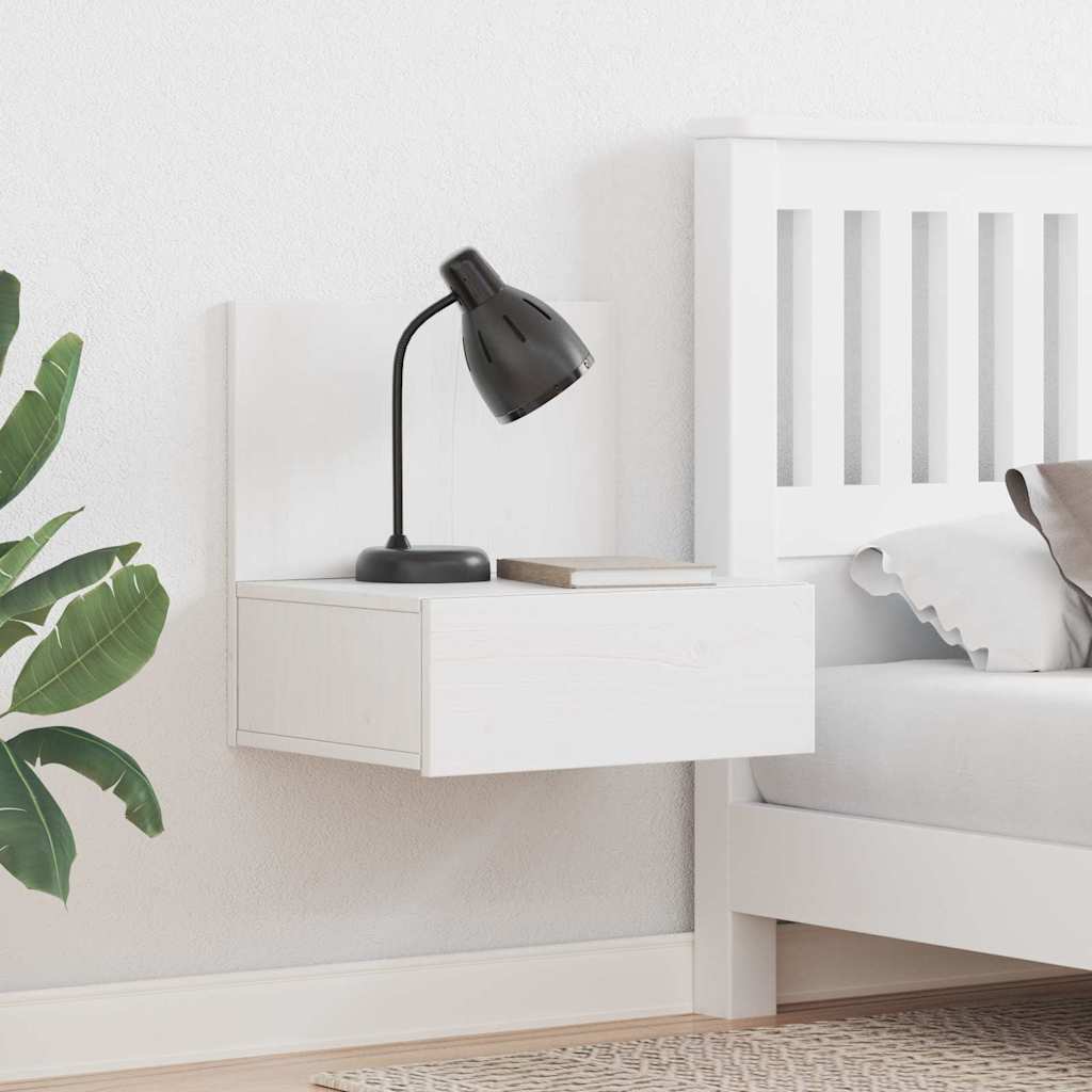 Nattbord med skuff 2 pcs Hvit 42 x 32,5 x 40 cm Heltre furu