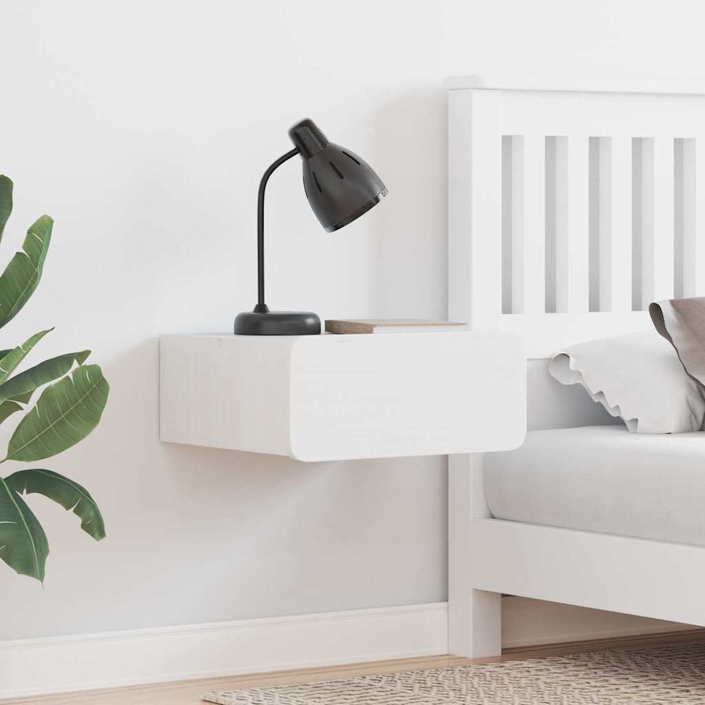 Nattbord med skuff 2 pcs Hvit 39 x 34 x 16,5 cm Heltre furu