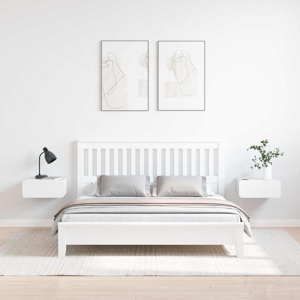 Nattbord med skuff 2 pcs Hvit 39 x 34 x 16,5 cm Heltre furu