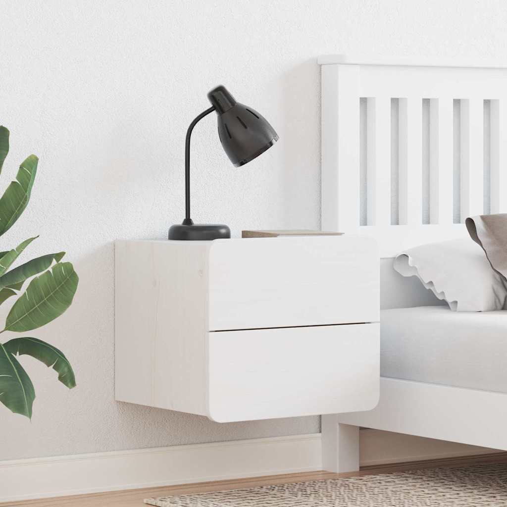Nattbord med skuff Hvit 39 x 34 x 33 cm Heltre furu