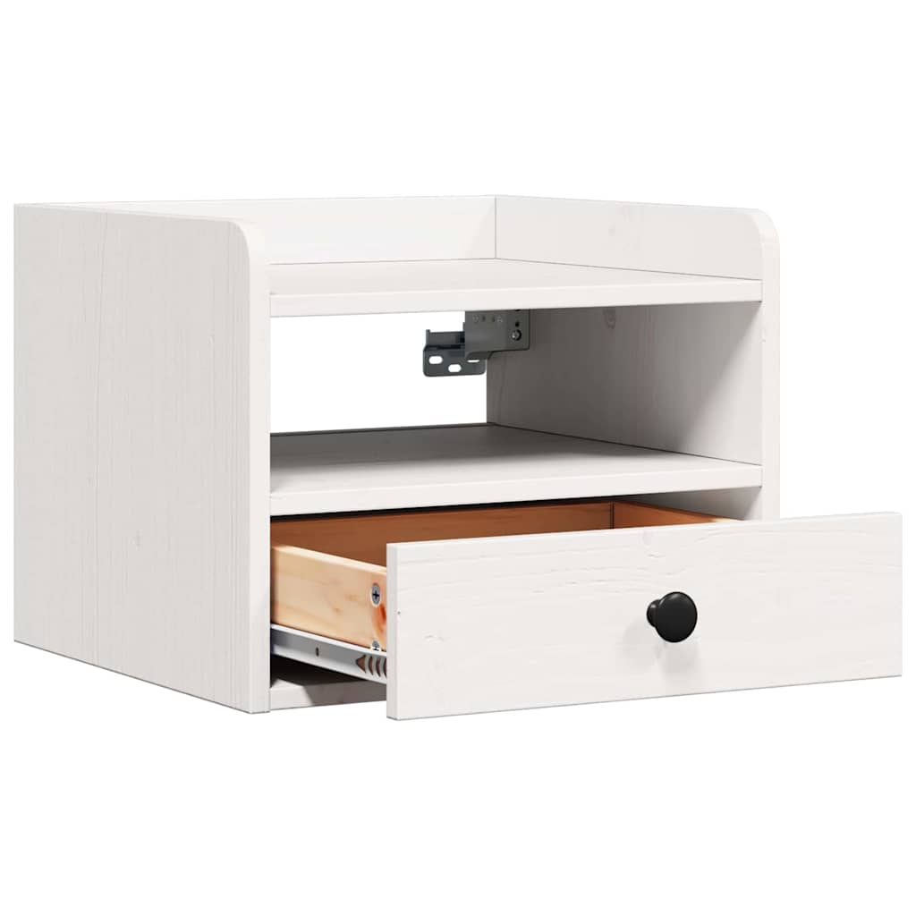 Nattbord med skuff 2 pcs Hvit 38 x 36 x 29,5 cm Heltre furu