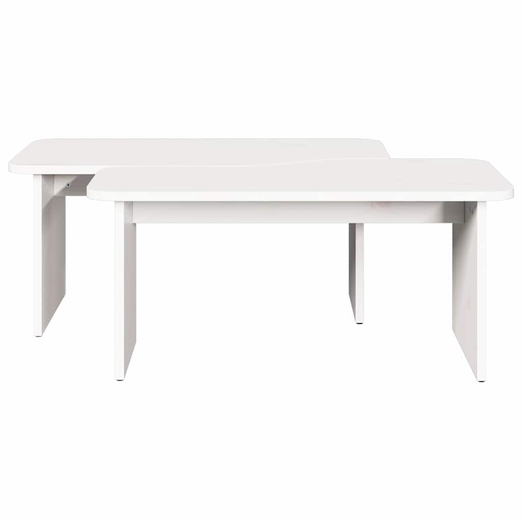 Kaffebord 2 pcs Hvit Heltre furu