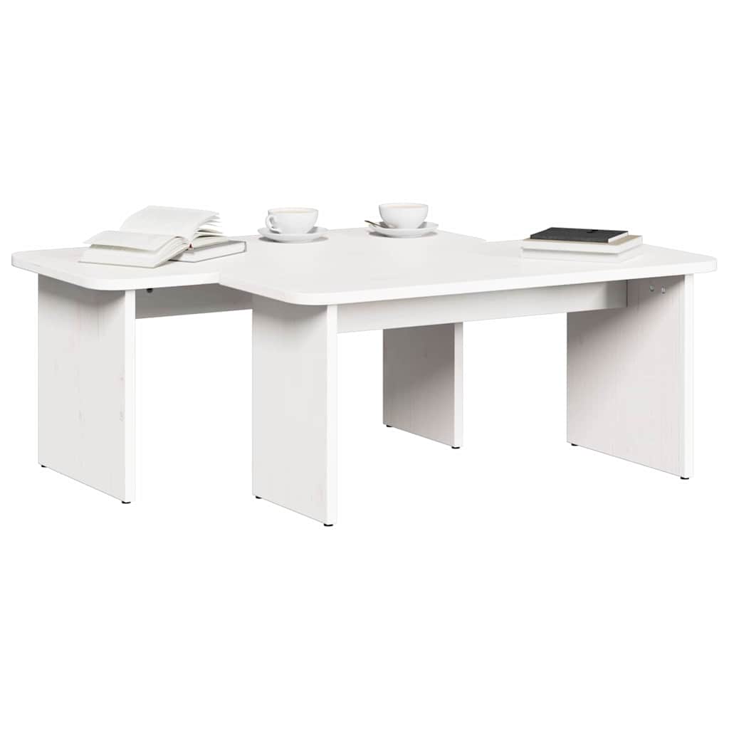 Kaffebord 2 pcs Hvit Heltre furu