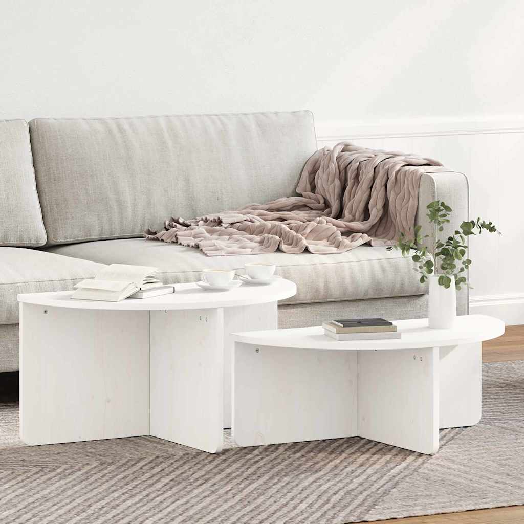 Kaffebord 2 pcs Hvit Heltre furu