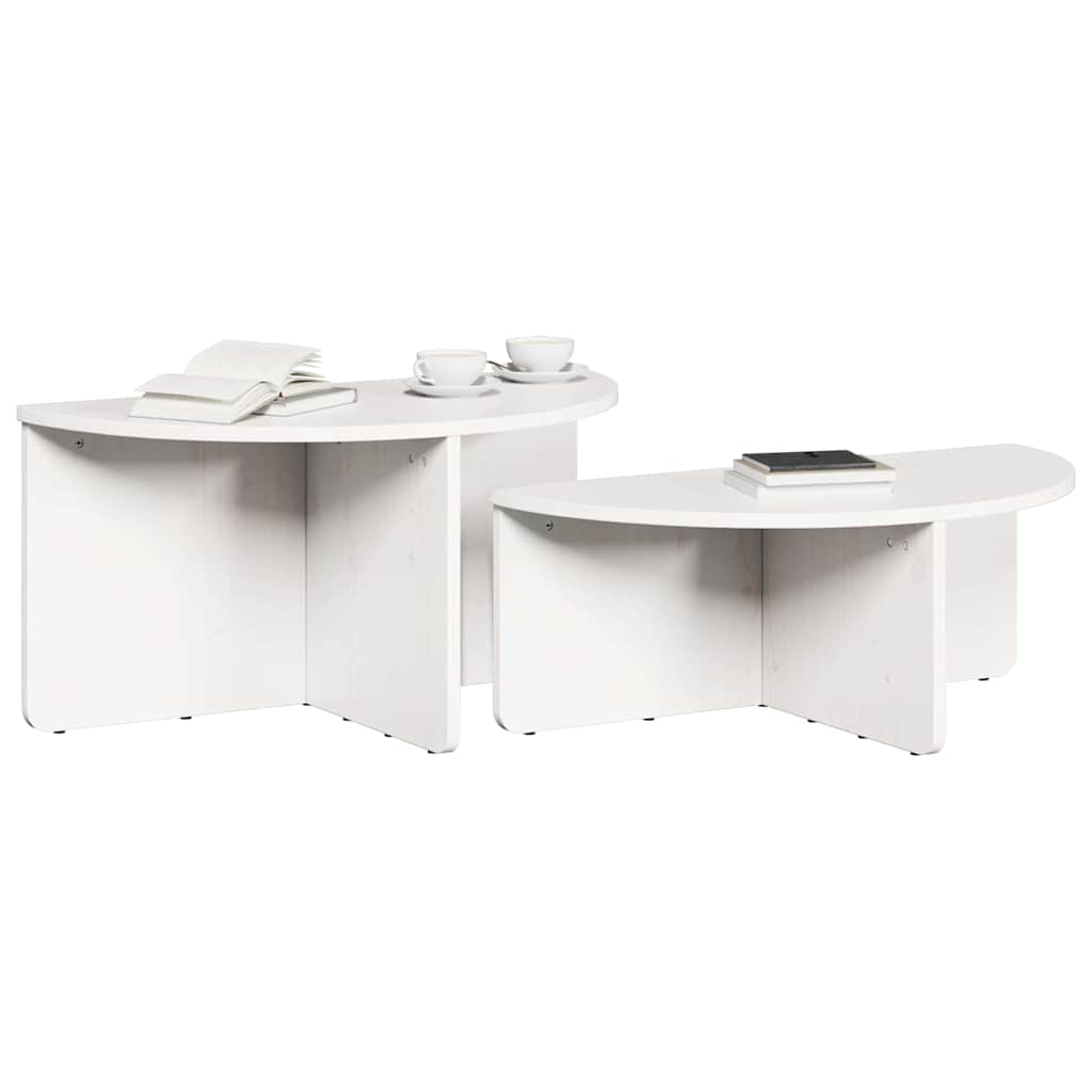Kaffebord 2 pcs Hvit Heltre furu