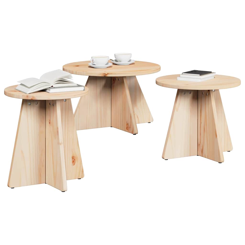Kaffebord 3 pcs Naturlig