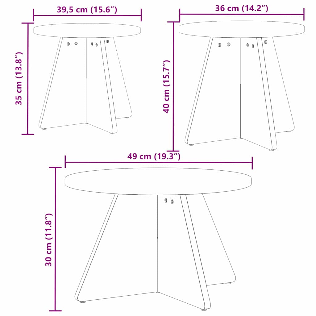 Kaffebord 3 pcs Hvit