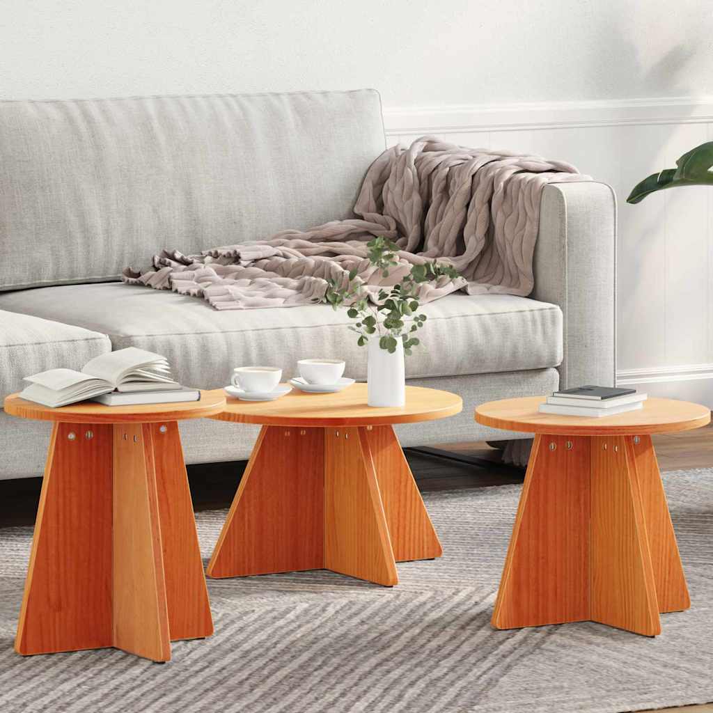 Kaffebord 3 pcs Vokset Brun