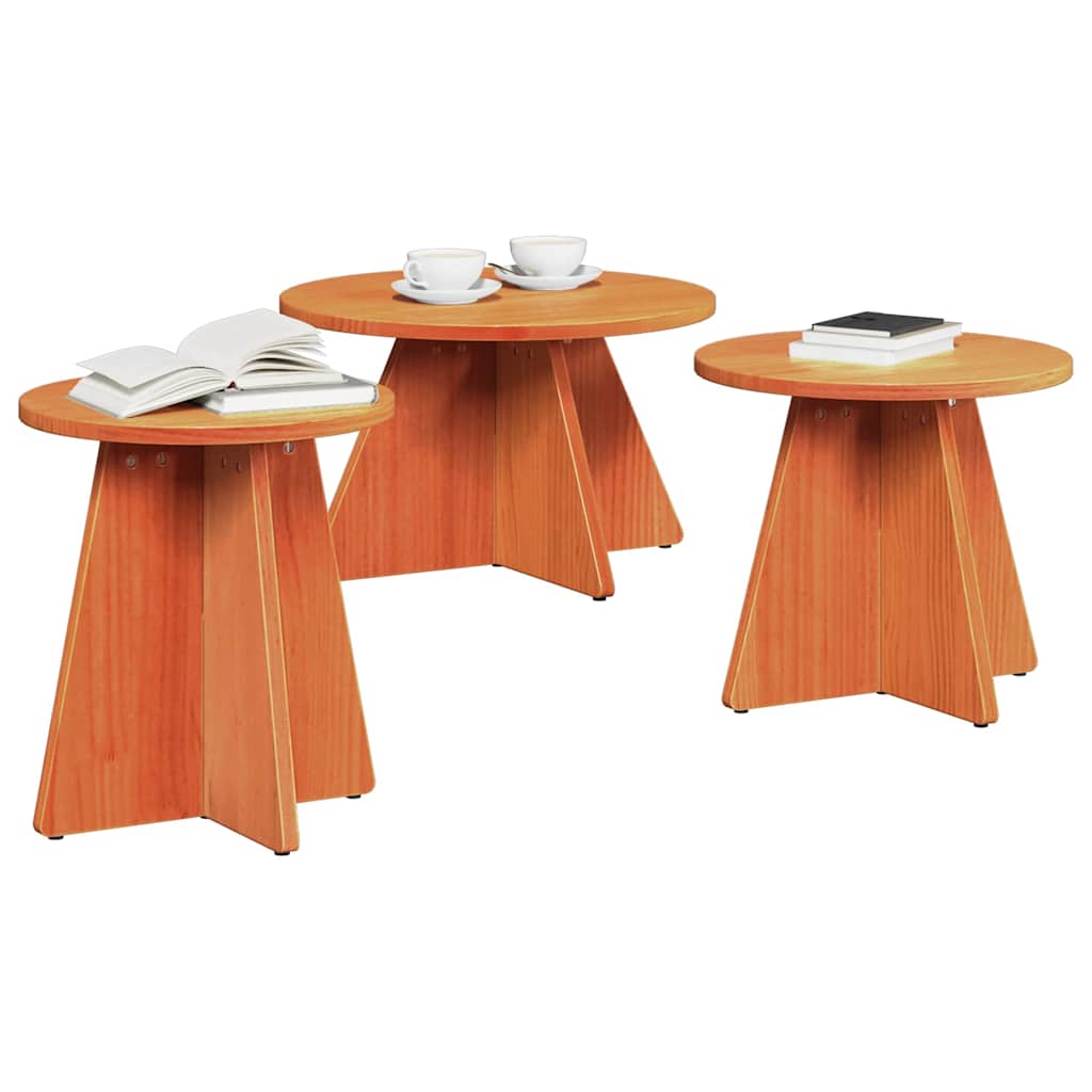 Kaffebord 3 pcs Vokset Brun