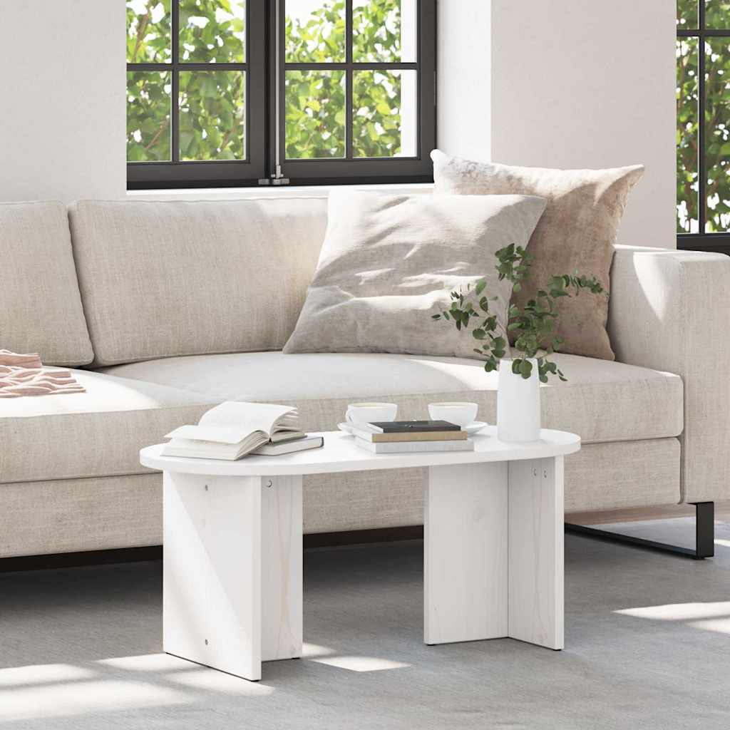 Kaffebord Hvit 80 x 39,5 x 35 cm Massivt furutre