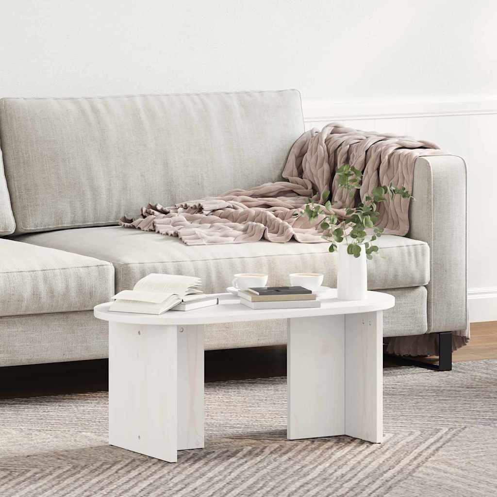 Kaffebord Hvit 80 x 39,5 x 35 cm Massivt furutre