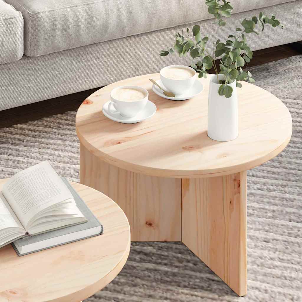 Kaffebord 2 pcs Naturlig Massivt furutre