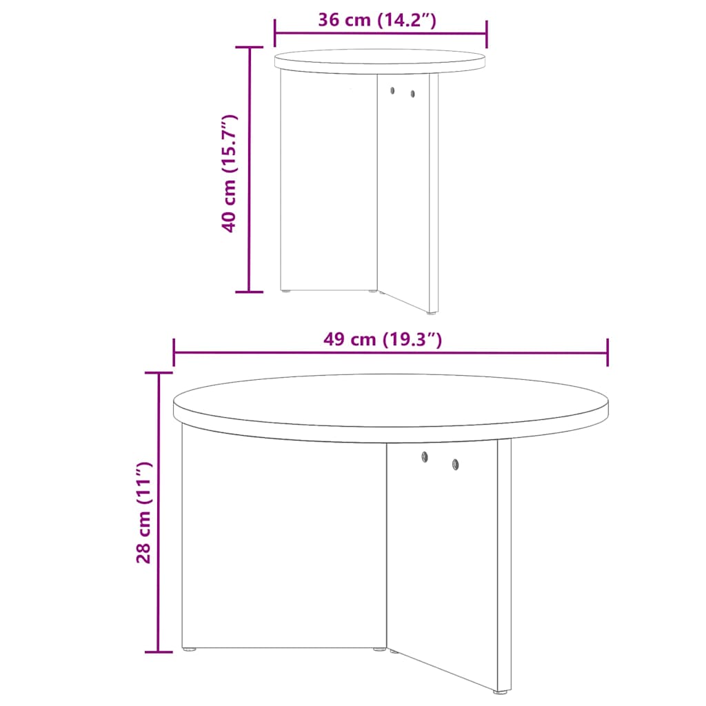 Kaffebord 2 pcs Naturlig Massivt furutre