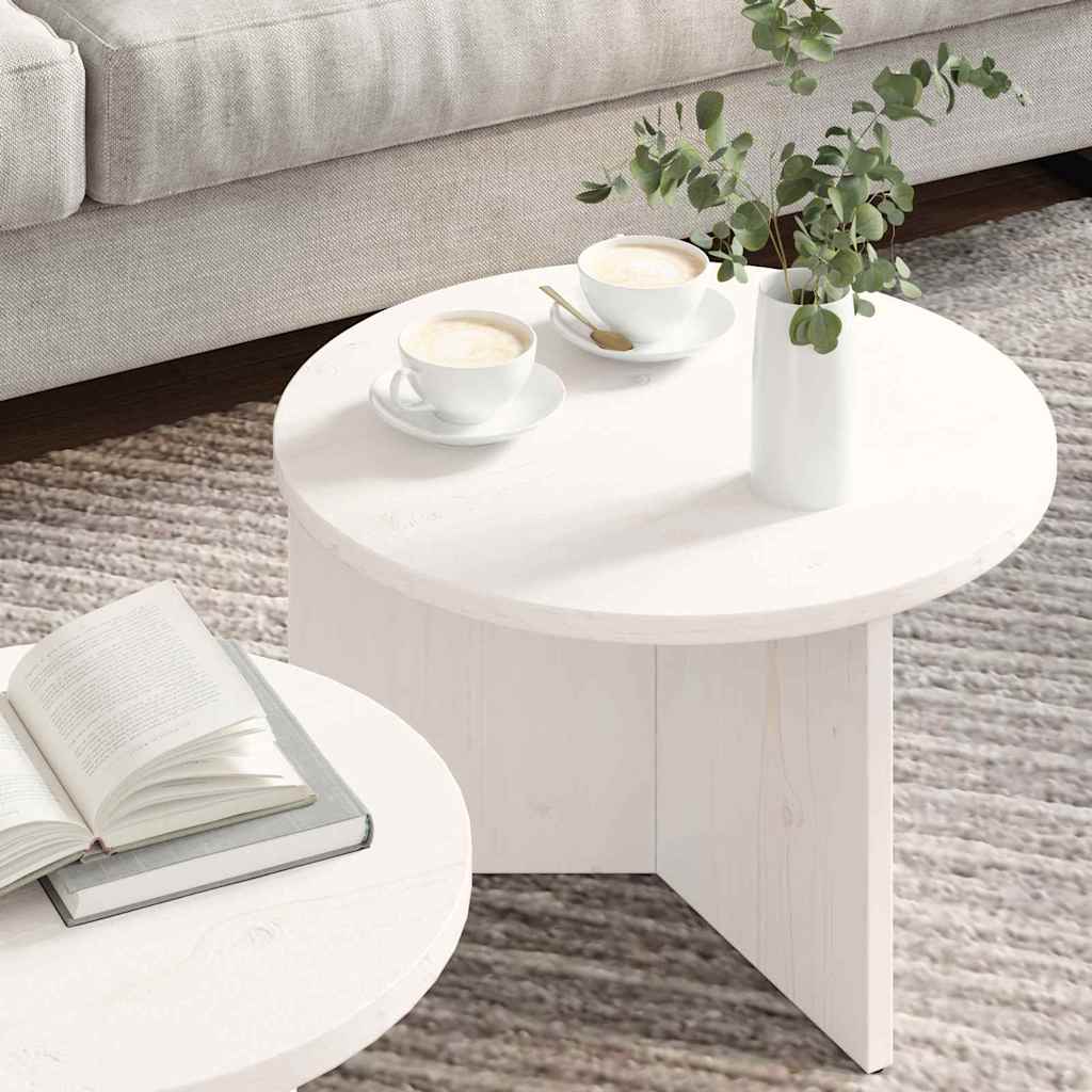 Kaffebord 2 pcs Hvit Massivt furutre