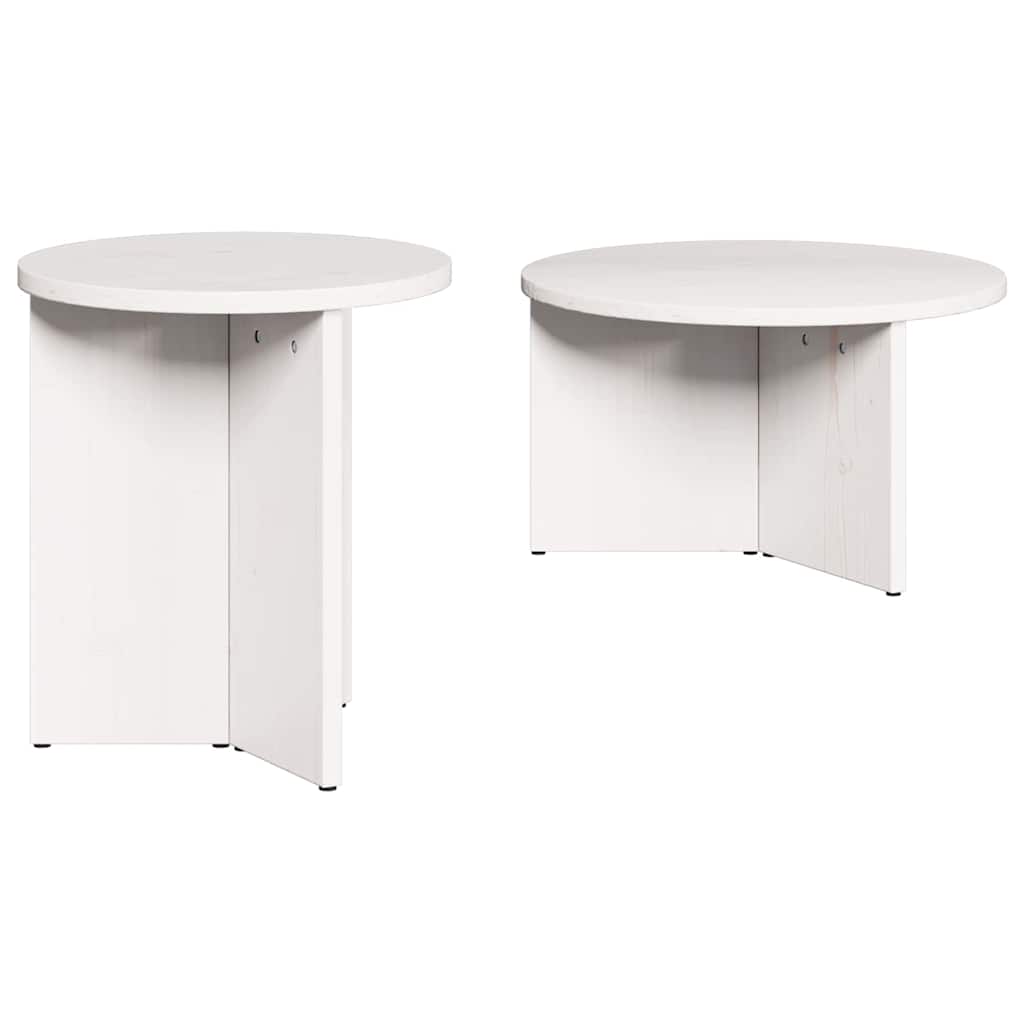 Kaffebord 2 pcs Hvit Massivt furutre