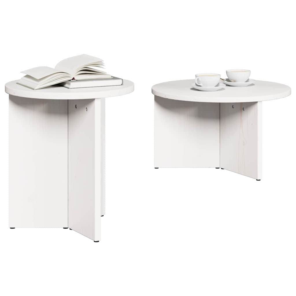 Kaffebord 2 pcs Hvit Massivt furutre
