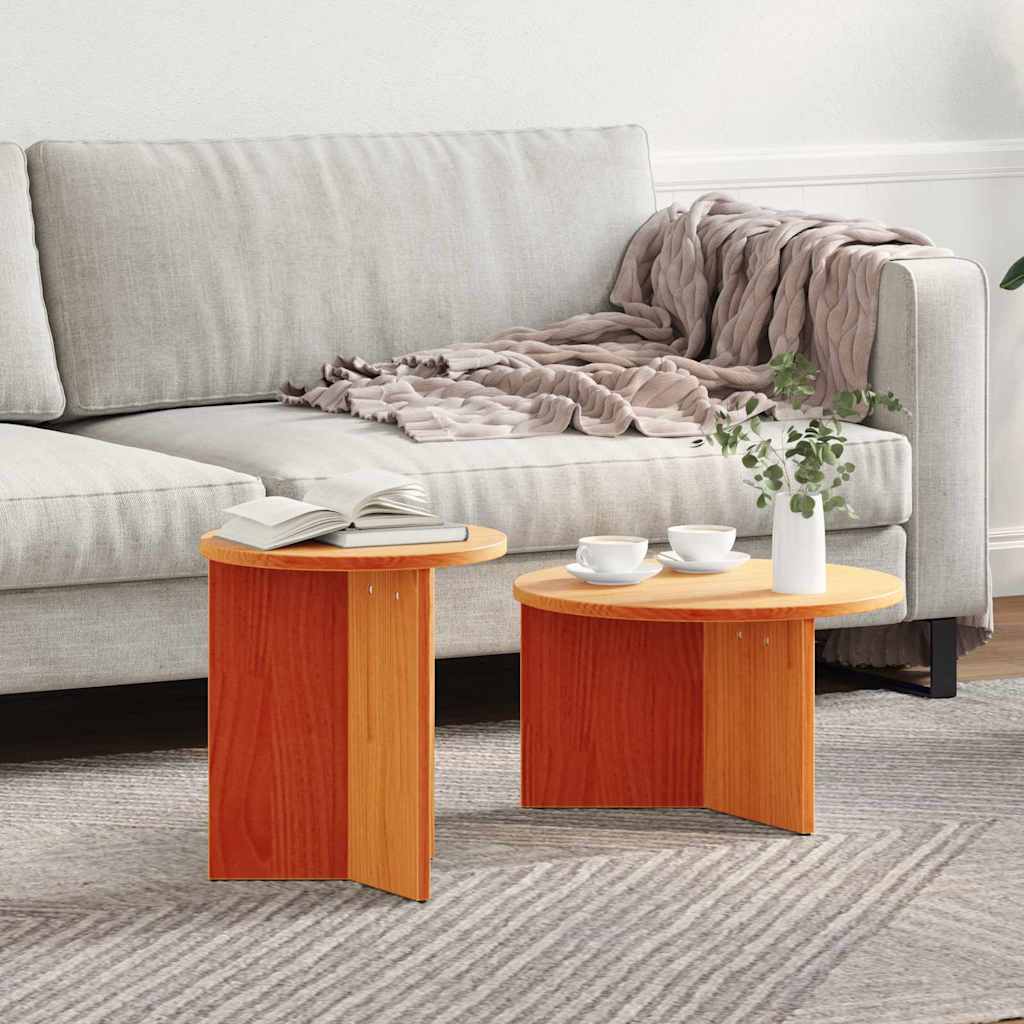 Kaffebord 2 pcs Vokset Brun Massivt furutre