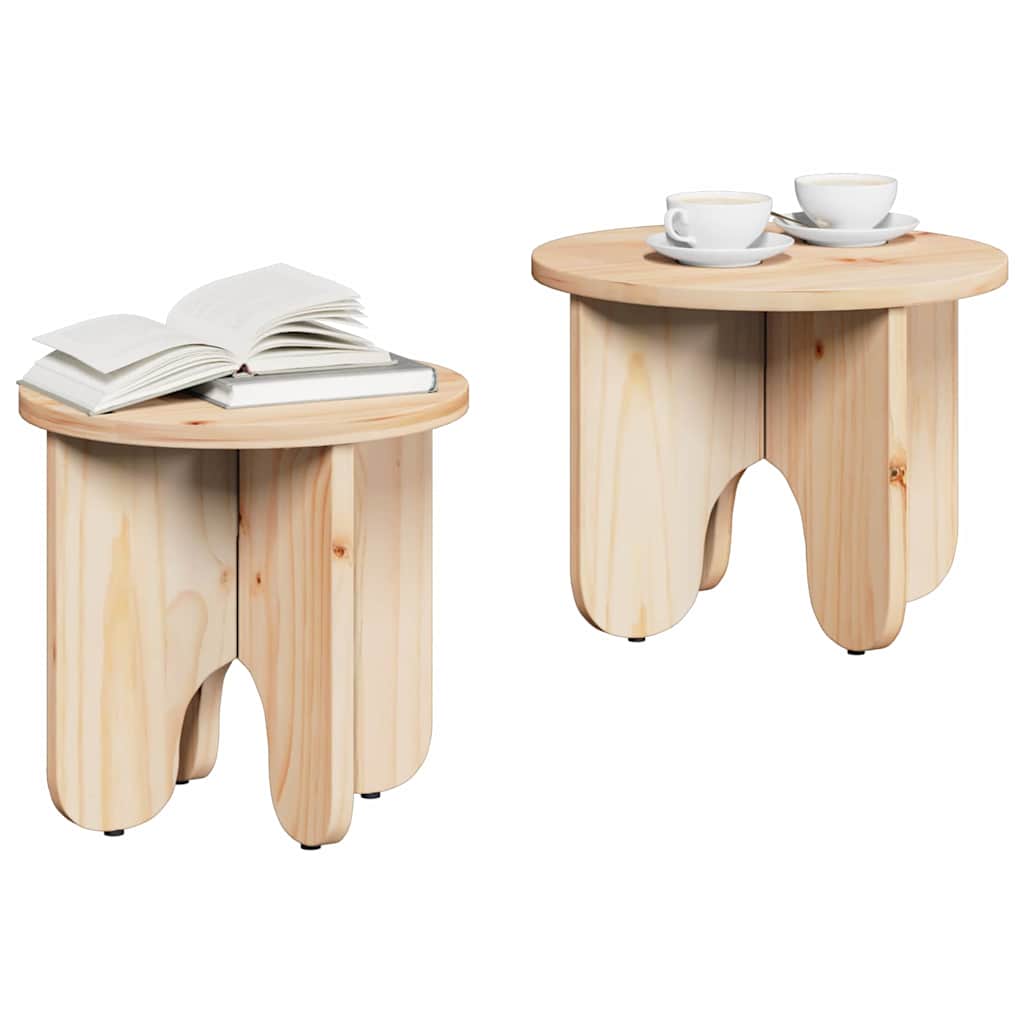 Kaffebord 2 pcs Naturlig Massivt furutre