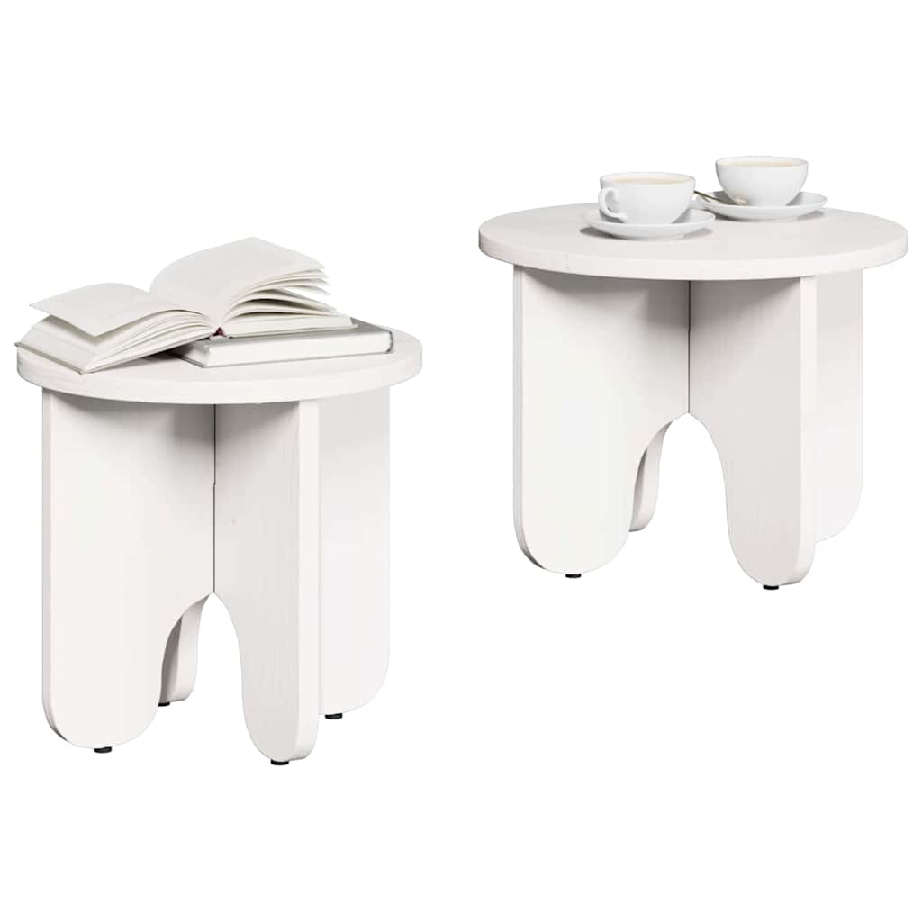 Kaffebord 2 pcs Hvit Massivt furutre