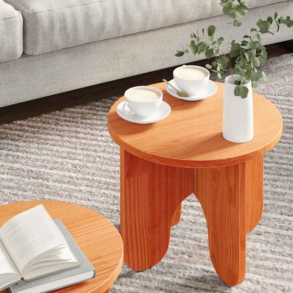 Kaffebord 2 pcs Vokset Brun Massivt furutre