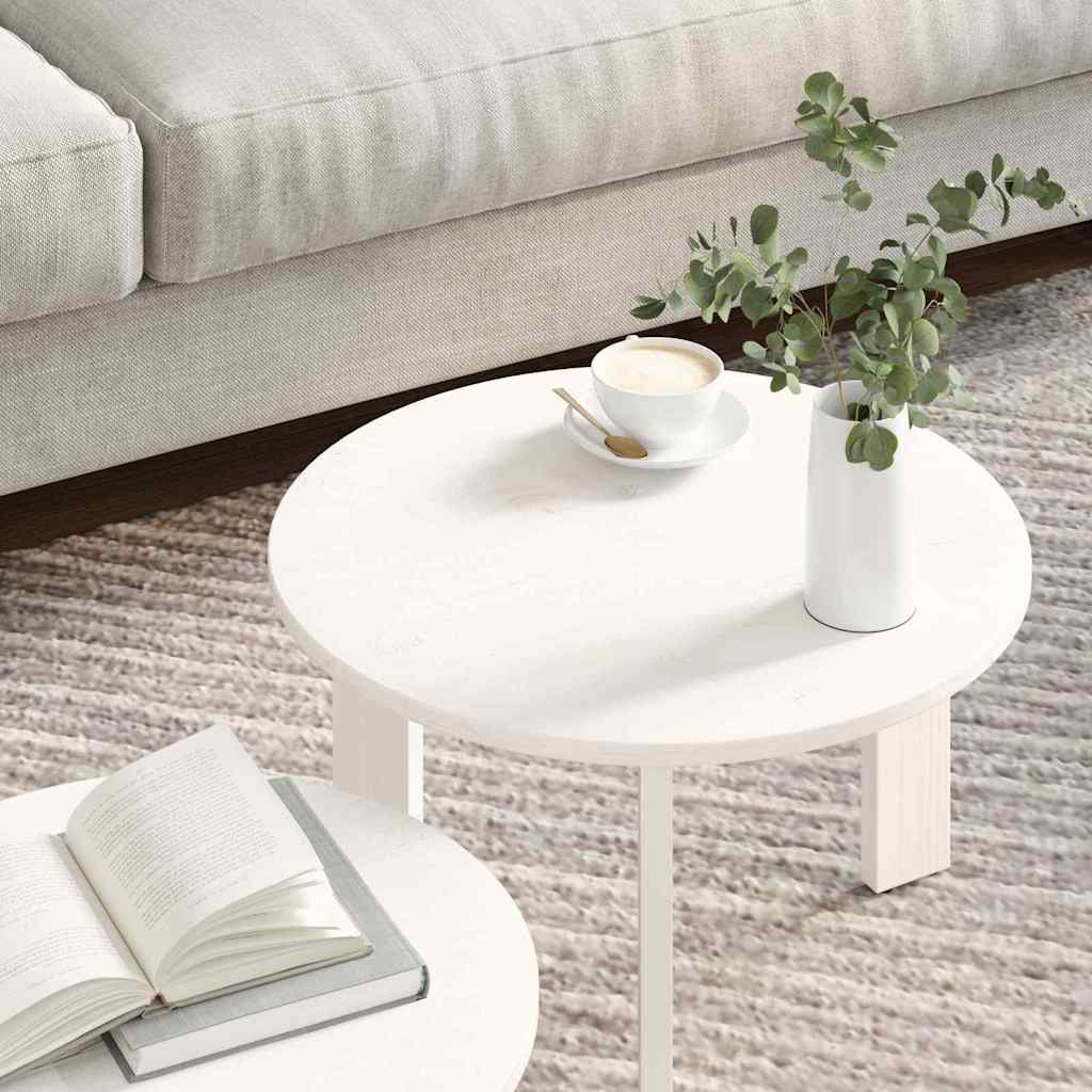 Kaffebord 2 pcs Hvit Massivt furutre