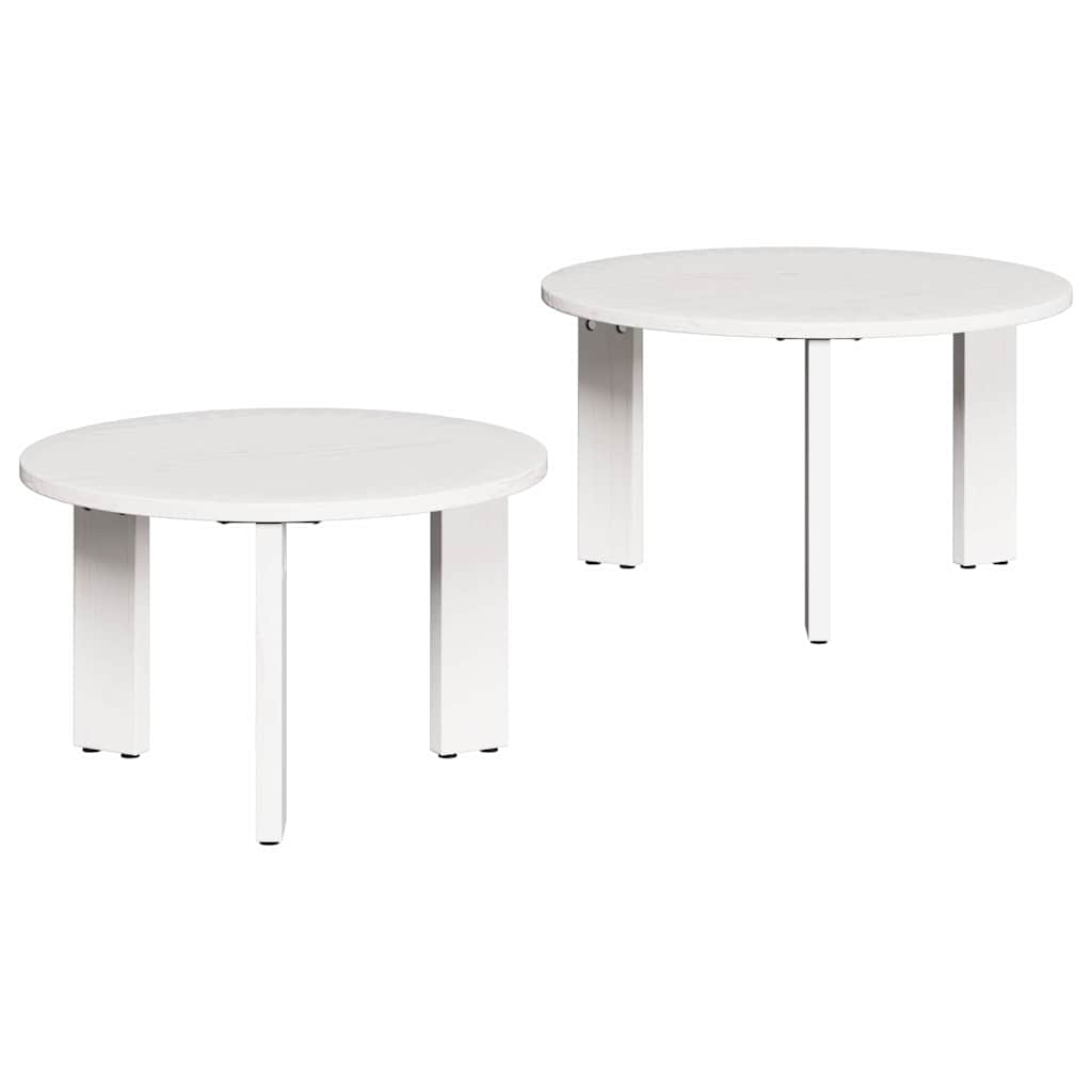 Kaffebord 2 pcs Hvit Massivt furutre