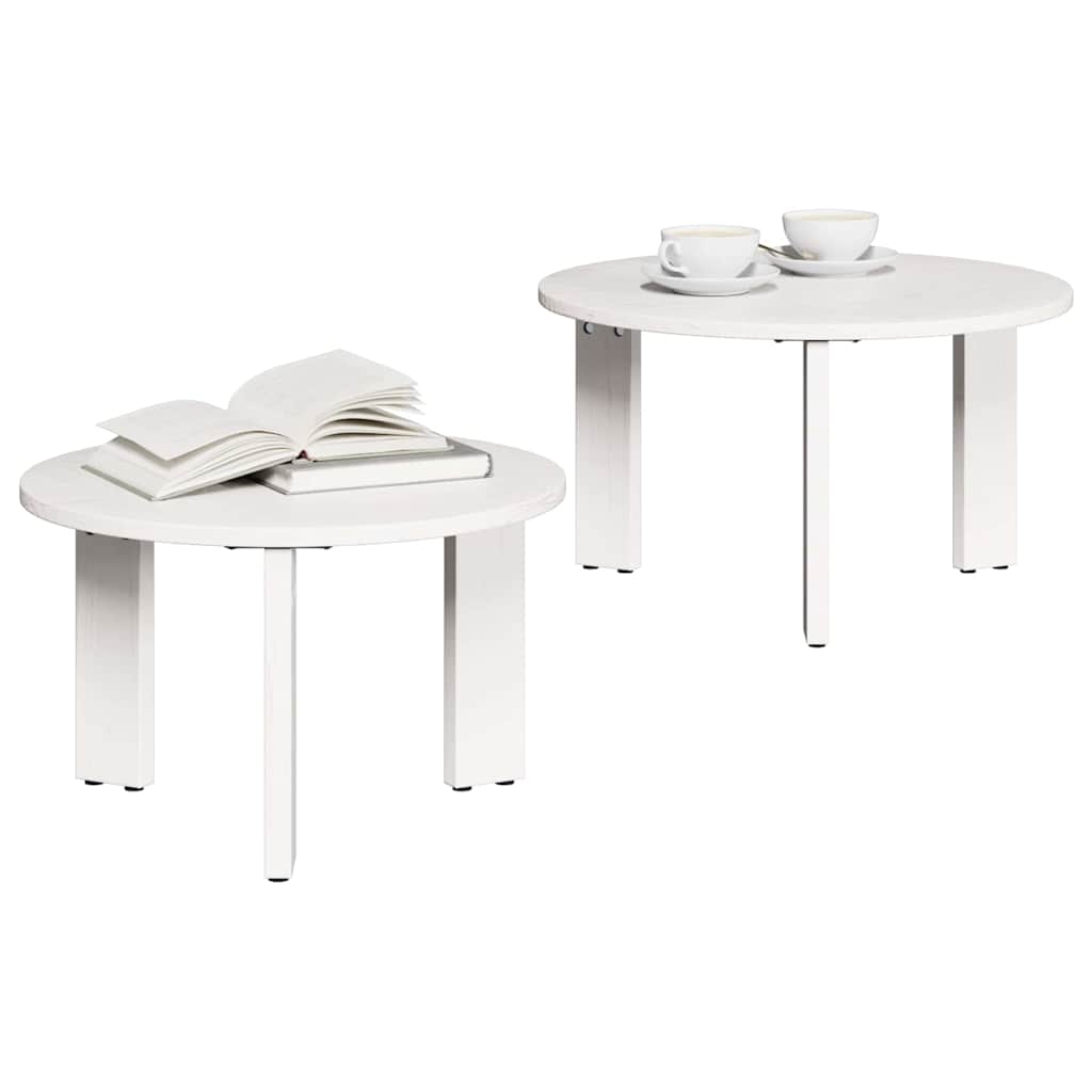 Kaffebord 2 pcs Hvit Massivt furutre