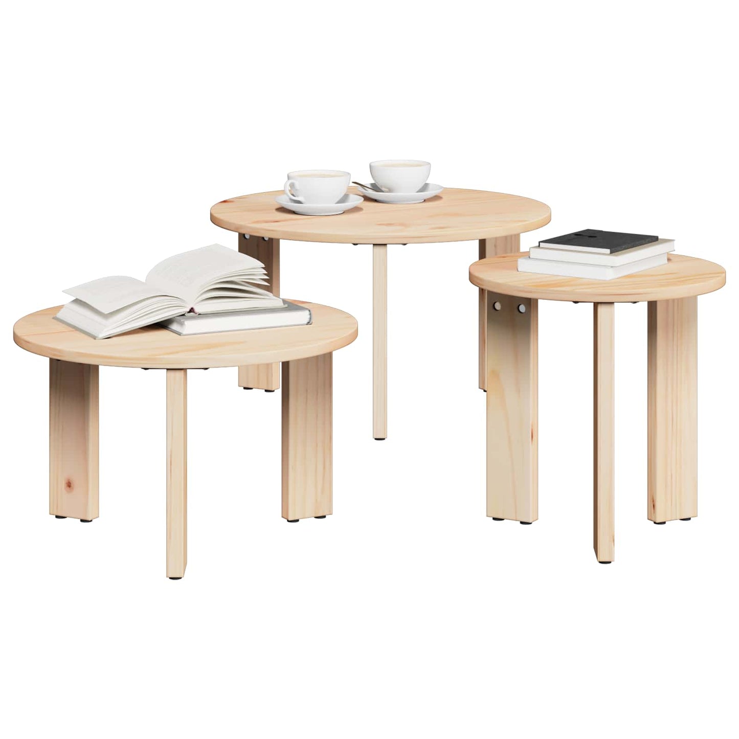 Kaffebord 3 pcs Naturlig Heltre furu