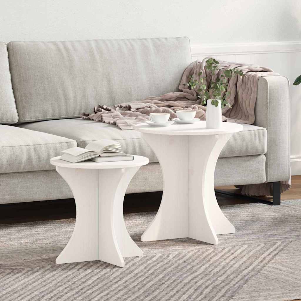 Kaffebord 2 pcs Hvit Heltre furu