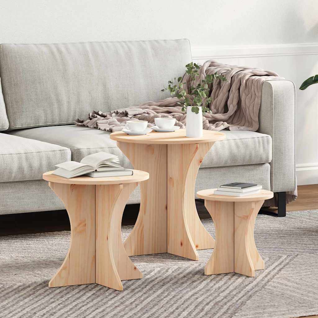 Kaffebord 3 pcs Naturlig