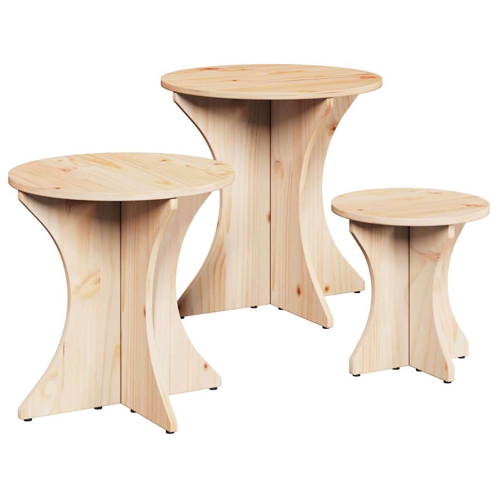 Kaffebord 3 pcs Naturlig