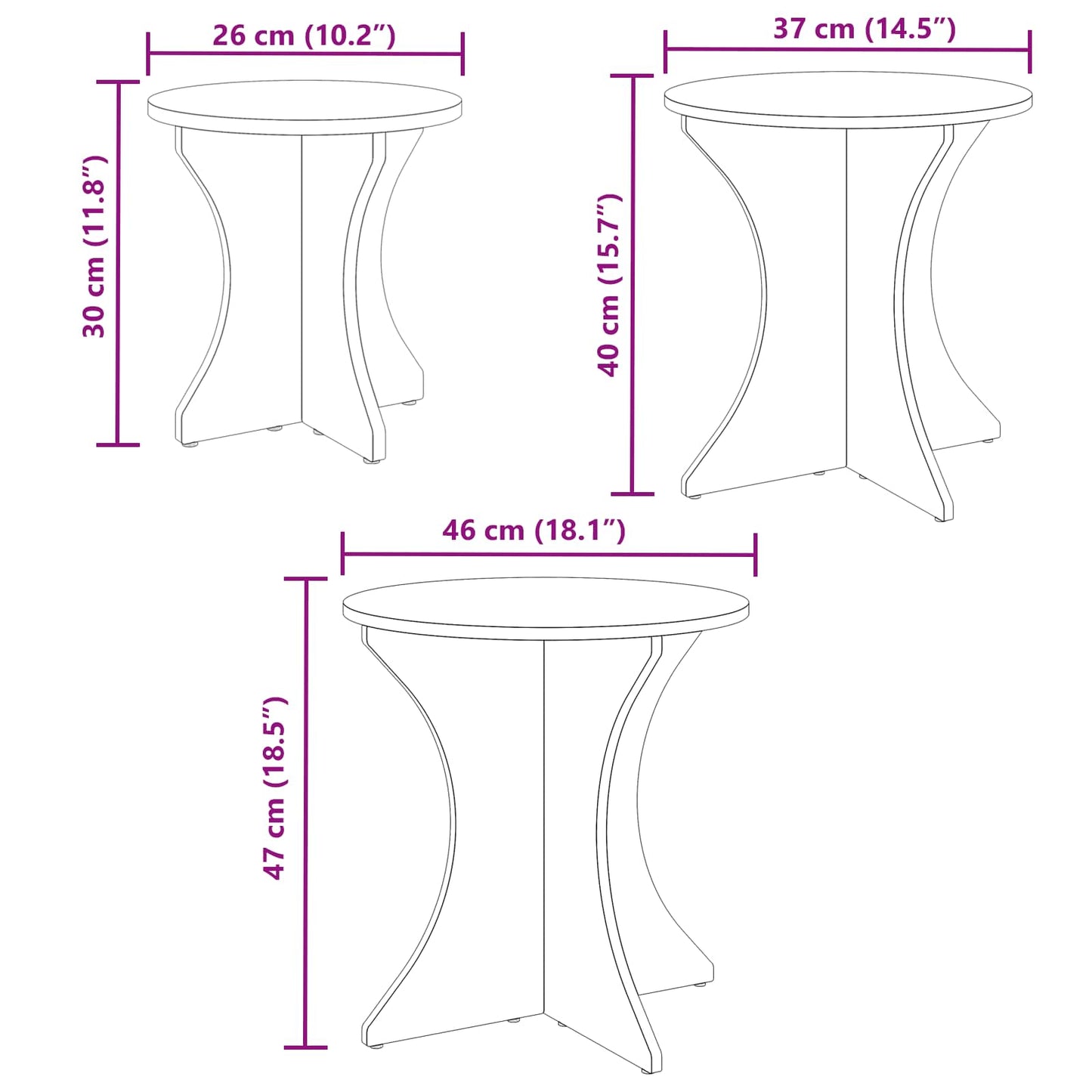 Kaffebord 3 pcs Hvit