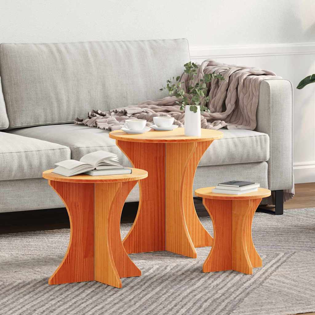 Kaffebord 3 pcs Vokset Brun