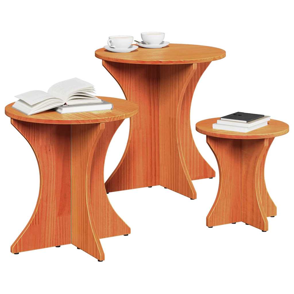 Kaffebord 3 pcs Vokset Brun