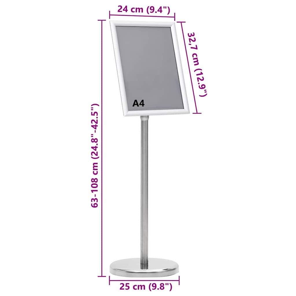 Plakatstativer 2 pcs sølv 32.7 x 24 x 108 cm Aluminium