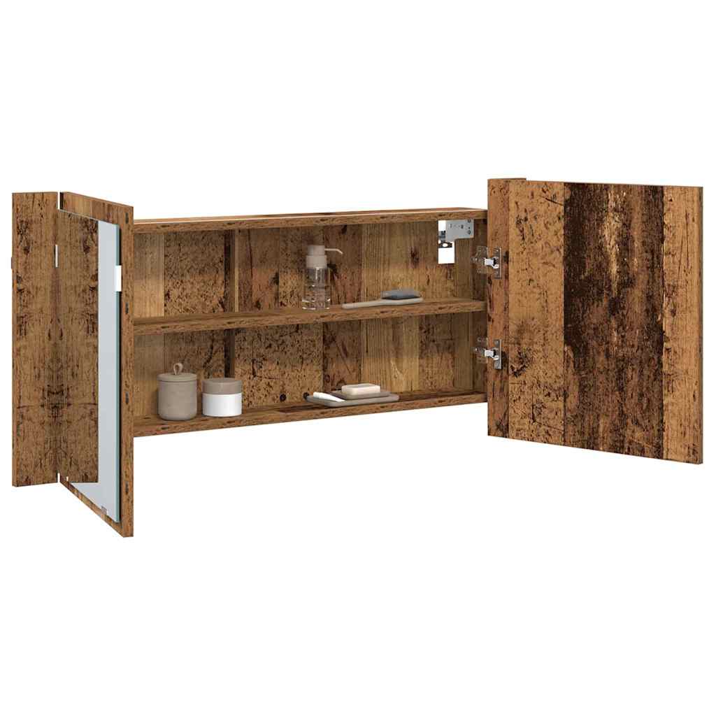 LED Speilskap Gammelt tre 100 x 12 x 45 cm Konstruert tre