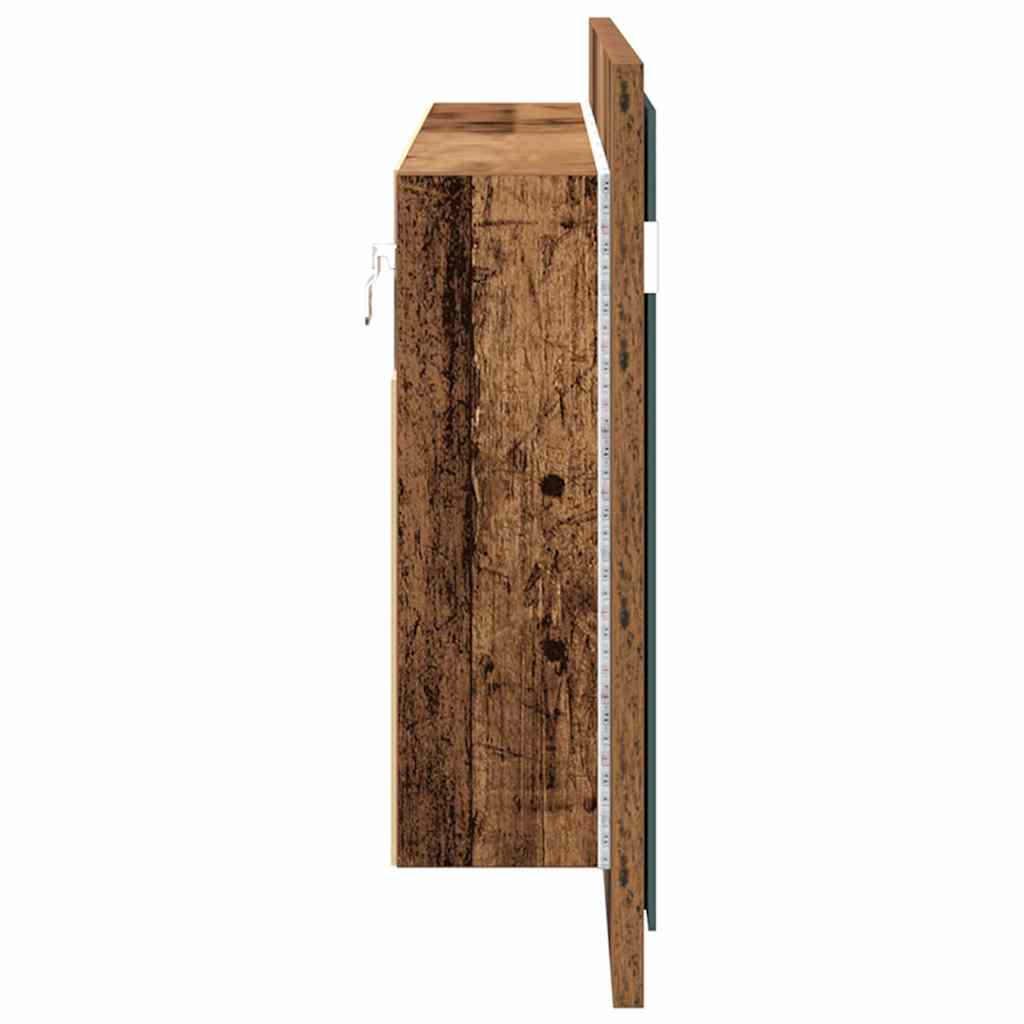 LED Speilskap Gammelt tre 100 x 12 x 45 cm Konstruert tre