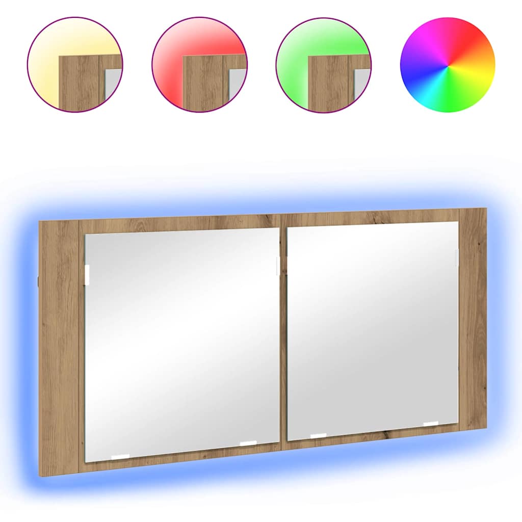 LED Speilskap Artisan Eik 100 x 12 x 45 cm Konstruert tre
