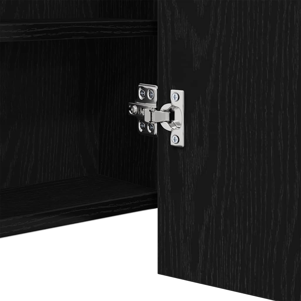 LED Speilskap med dør Svart Eik 100 x 12 x 45 cm Konstruert tre