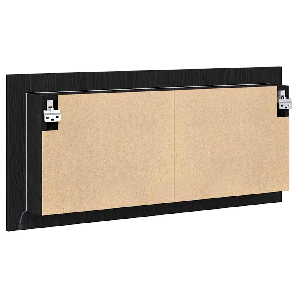 LED Speilskap med dør Svart Eik 100 x 12 x 45 cm Konstruert tre