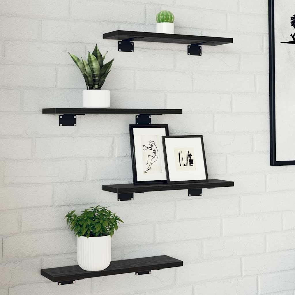Bokhyllebrett 4 pcs Svart 40 x 10 x 1,5 cm Konstruert tre
