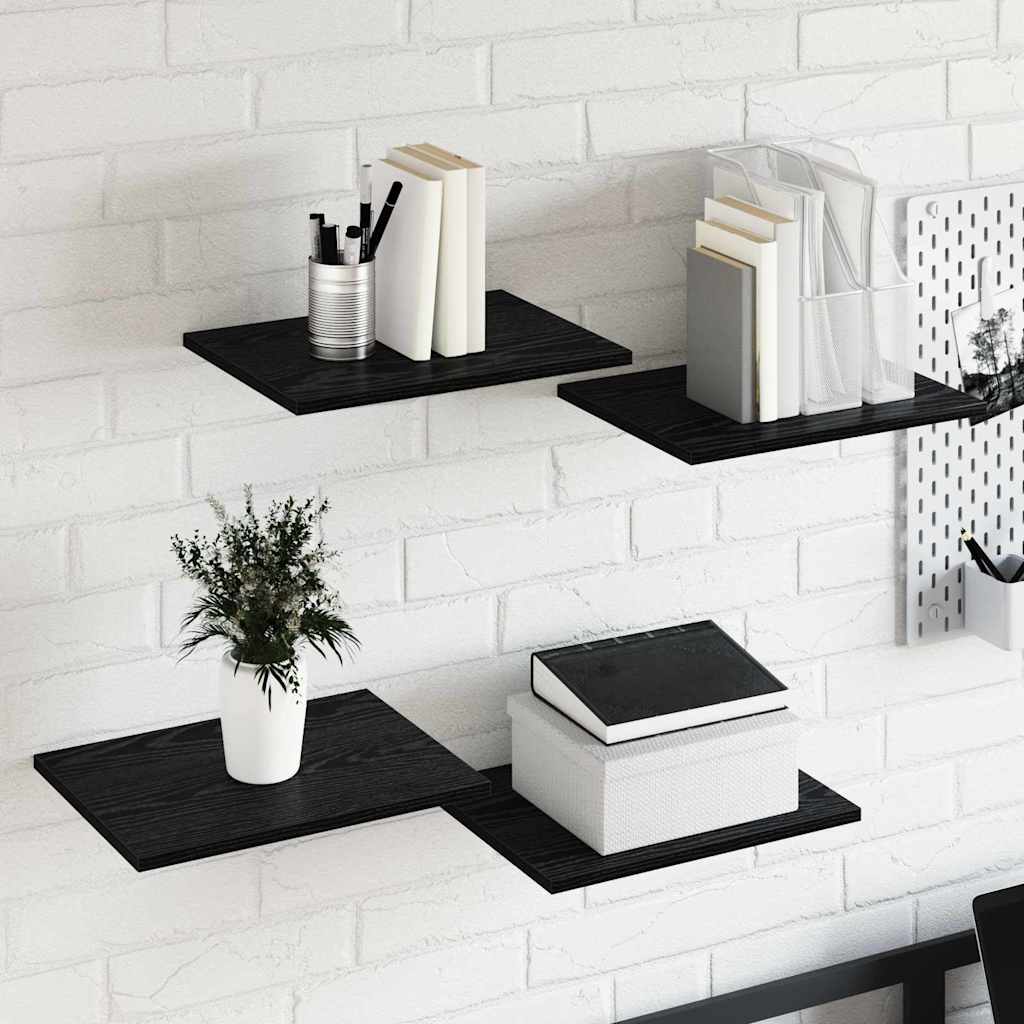 Bokhyllebrett 4 pcs Svart 40 x 30 x 1,5 cm Konstruert tre