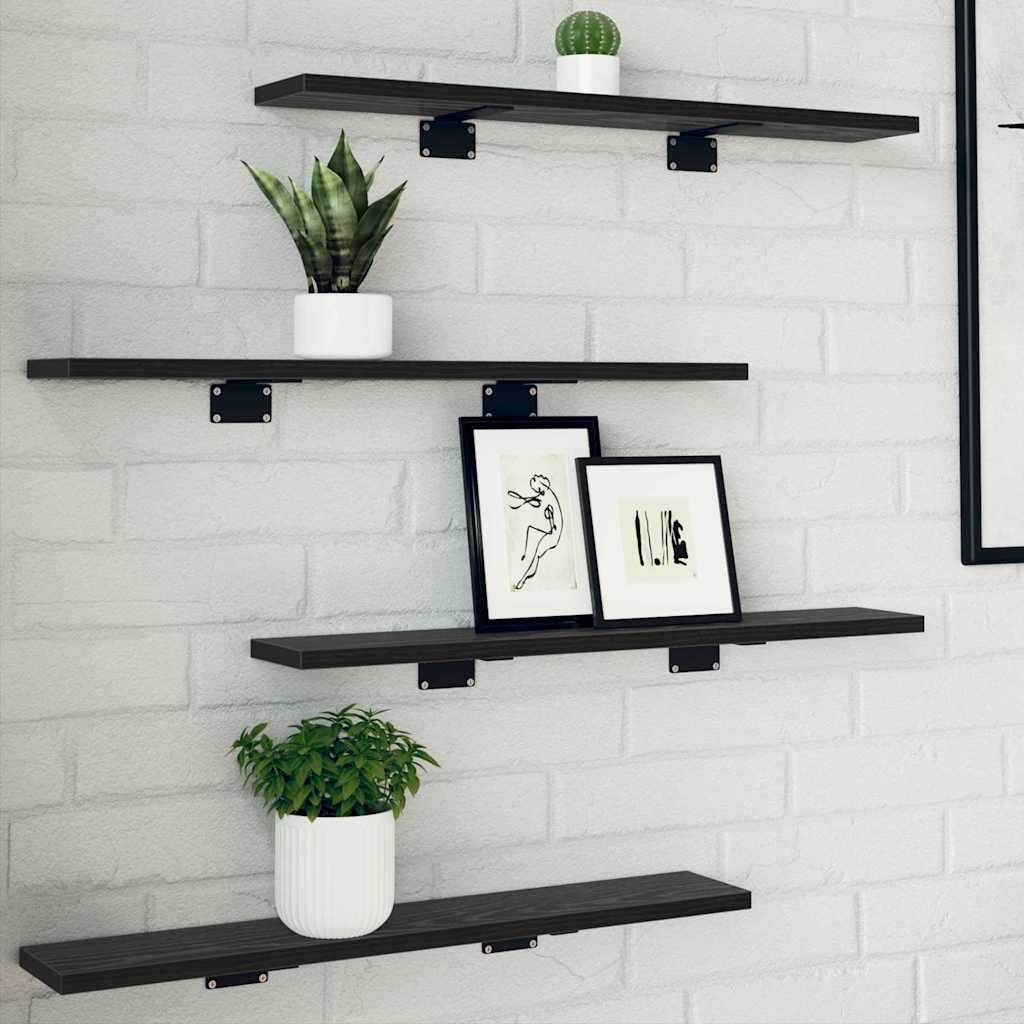 Bokhyllebrett 4 pcs Svart 60 x 10 x 1,5 cm Konstruert tre